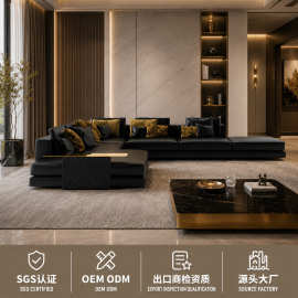 Signature黑武士真皮沙发轻奢设计师款别墅沙发高端家具定制工厂