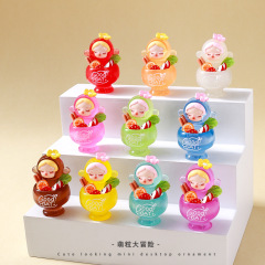 発光小さなフルーツティーかわいい人形ライブブロードキャストブラインドバッグデスクトップ装飾小さな装飾品樹脂工芸品