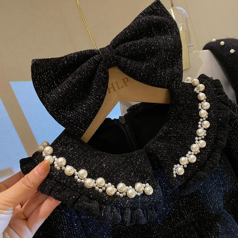 Christmas Girls' Clothing Winter Women's Treasure Gift Bowknot Chenille Princ Sparkling Temperament Dr New Year_voghion.com
