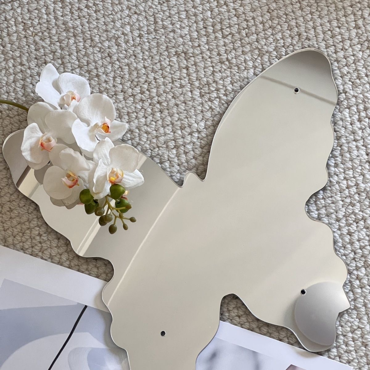 网红蝴蝶化妆镜补妆便携春日拍照神器意境蝴蝶便宜加厚创意摆拍