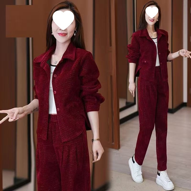 时尚休闲运动服套装女2025年春秋新款小个子洋气外套直筒裤两件套|undefined