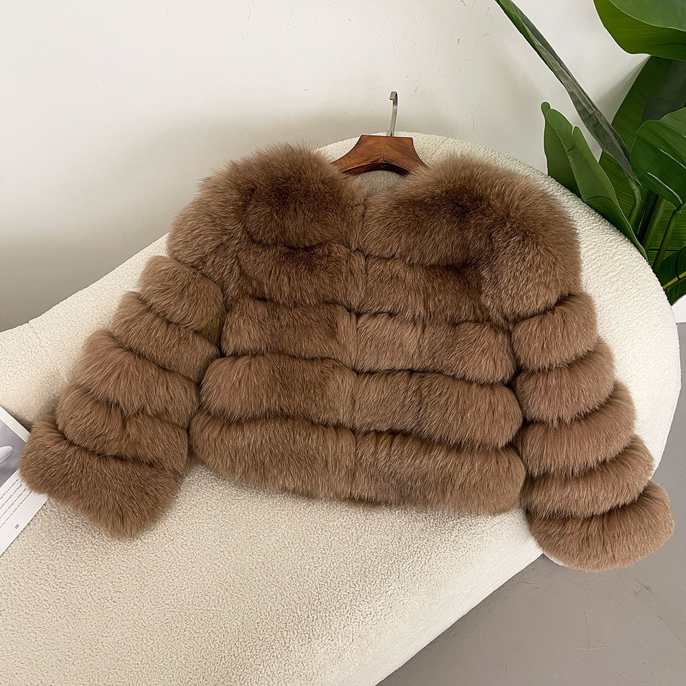 Women's Winter Real Fox Fur Coat Short Thick Warm Fashionable Jacket_voghion.com
