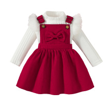 【新款】跨境电商亚马逊Temu童装Christmas圣诞节T恤背带裙套装