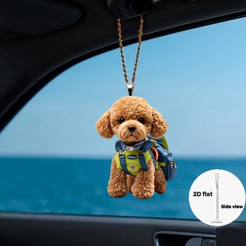 Nueva mochila colgante de Teddy acrílico plano transfronterizo espejo retrovisor interior decoración colgante de llaver image 2