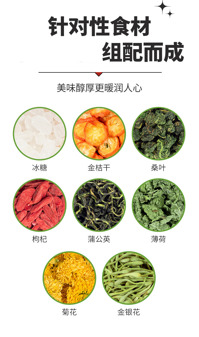 Honeysuckle Chrysanthemum Herbal Tea Blend with Dandelion Goji Berry Mint and Mulberry Leaf 100g Gift Box key features