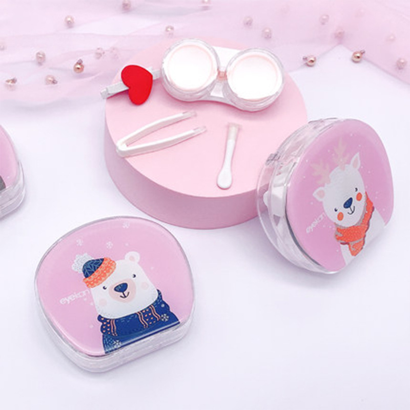 Kaida 1816 Cute Cartoon Small Animal Pattern Transparent Glasses Case Contact Lens Care Box