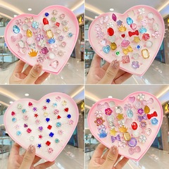 Children's Ring Girls Frozen Jewelry Set Princess Diamond Cartoon Cute Elsa Kids Water Diamond Ring