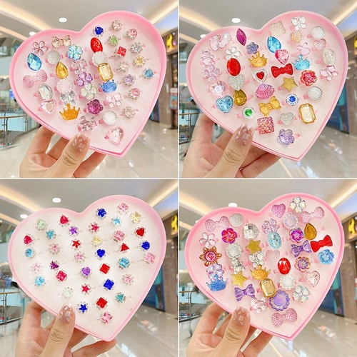 Children's Ring Girls Frozen Jewelry Set Princess Diamond Cartoon Cute Elsa Kids Water Diamond Ring