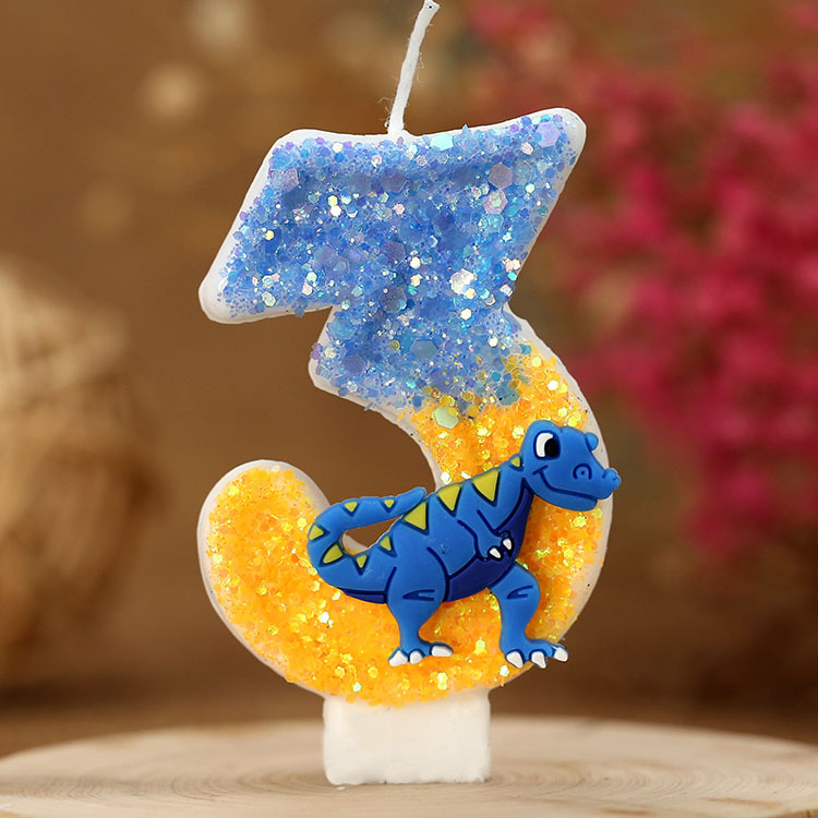 Vela de cumpleaños de niño Decoración de Pastel vela digital forma de dinosaurio anime artesanía vela para comercio electrónico transfronterizo