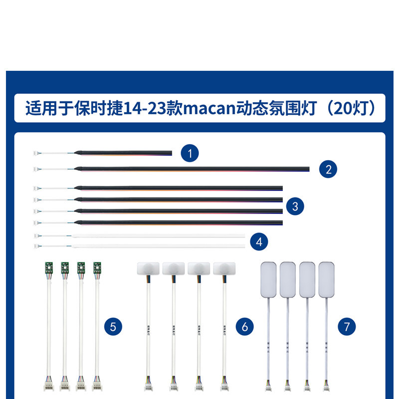 Disposiciones de luces para las luces de atmósfera dinámica del Porsche macan (20 luces)