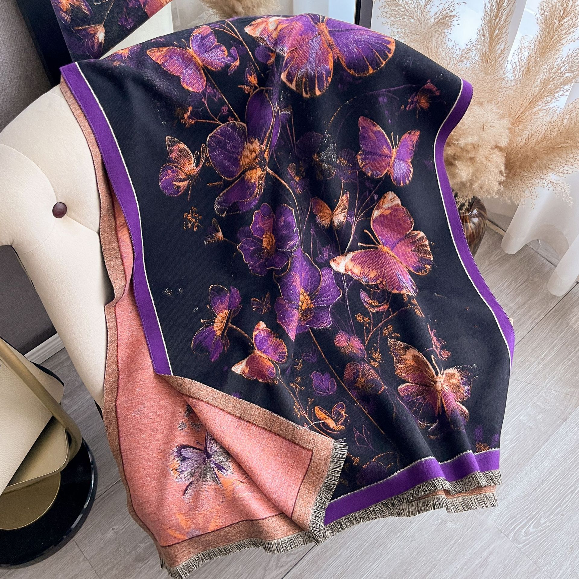 Retro pintura al óleo en color serie de combinación de imitación de cachemira gruesa mantel caliente otoño invierno nuevo estilo de literatura bufandas versátiles mujeres