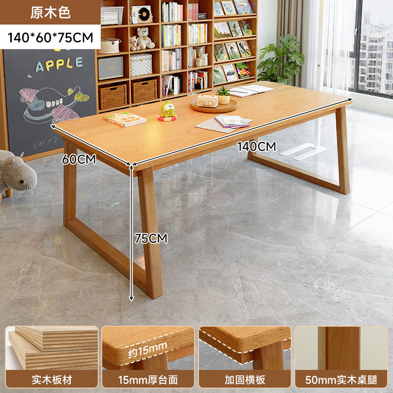 Mesa de escritorio de madera maciza para la sala de estar, escritorio largo, escritorio de lectura, escritorio de estudio, escritorio de computadora de barra larga para dos personas