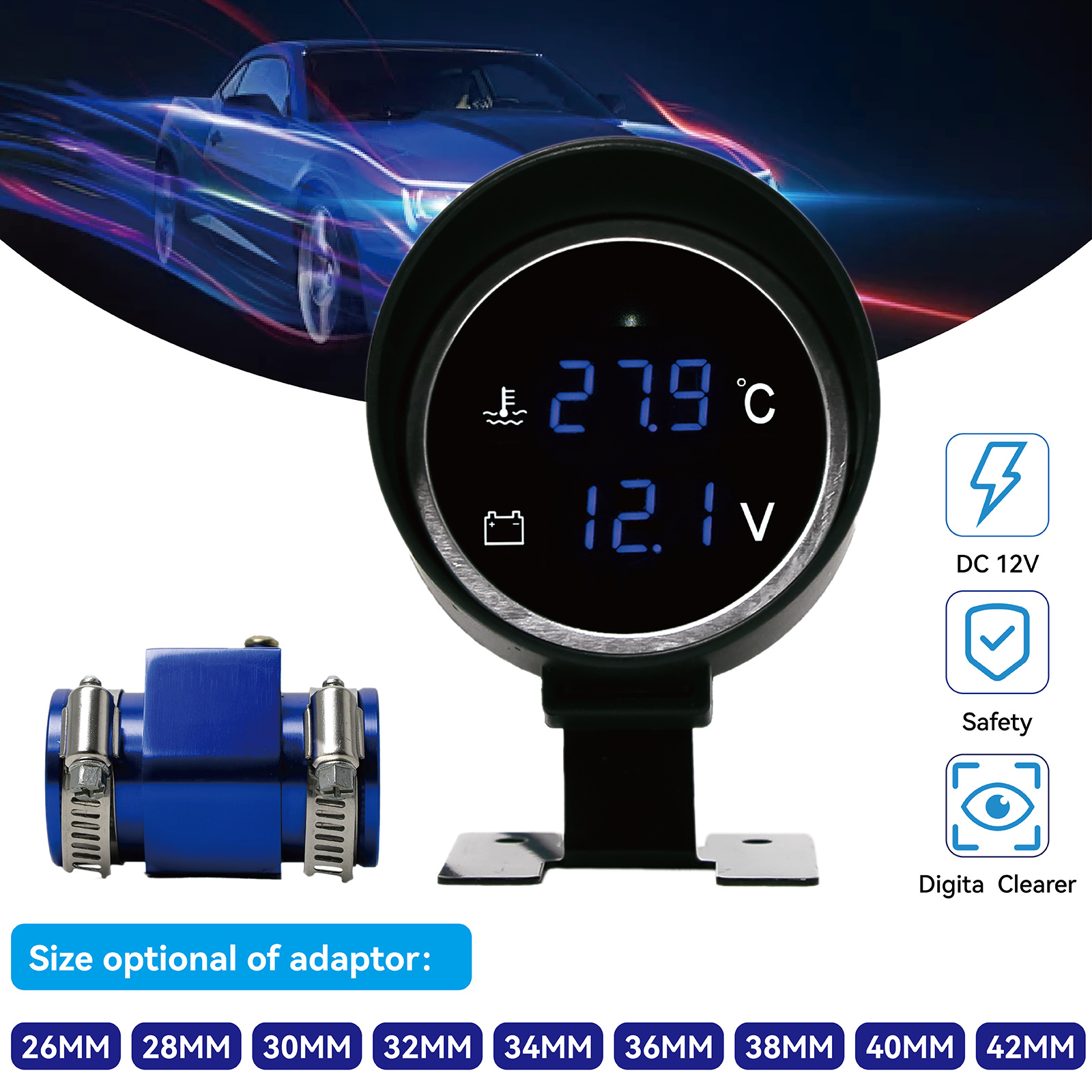 Cross-border 12V24V General Motors Car Truck Refitting Water Temperature Voltage Combination Circular Cannon Type Instrument Power Inspection