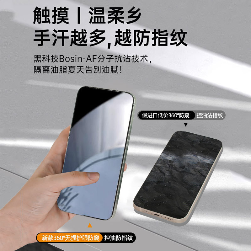 Apple 16Promax 強化フィルムのぞき見防止 360 度 iPhone15/14 携帯電話つや消しフルスクリーン保護フィルムに適しています。|undefined