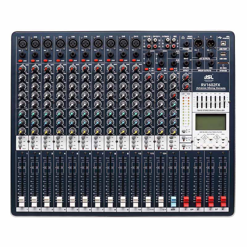爵士龙 RV1602FX专业14路调音台带混响效果U盘蓝牙MP3播放效果器