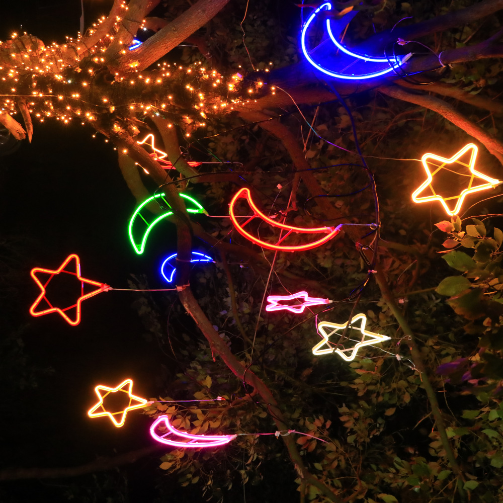 Lámpara de copo de nieve LED impermeable al aire libre de cadena de luz flexible con paisaje de copo de nieve ambiente festivo luces de colores colgantes luces decorativas de árboles
