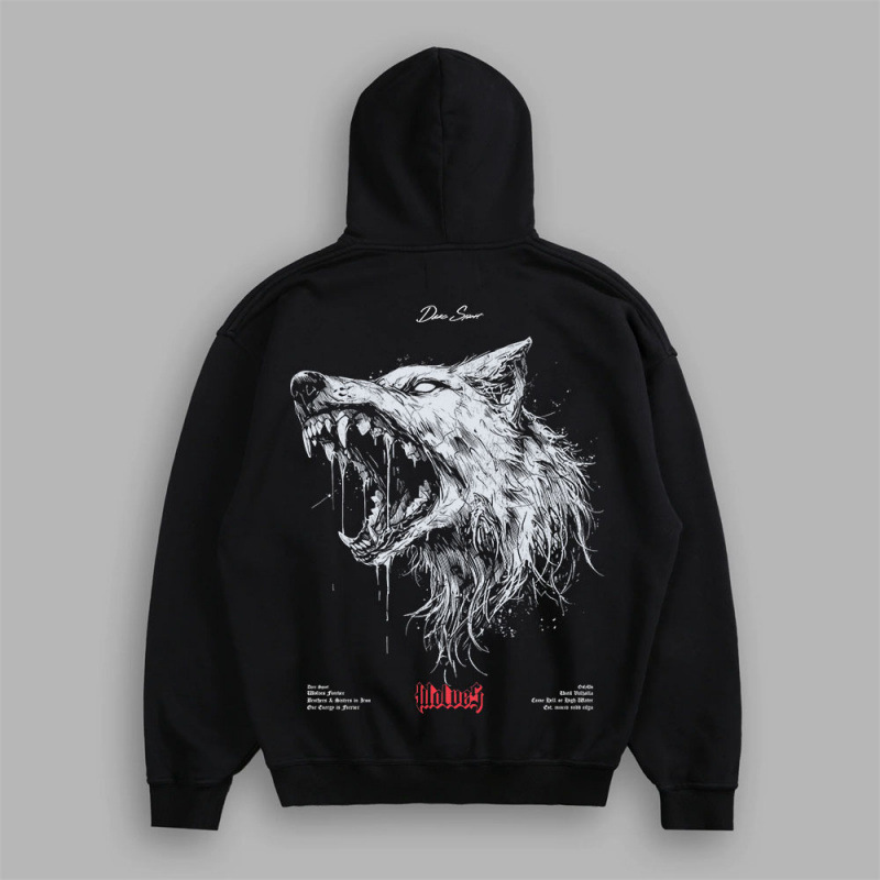 Cross-Border Darc Sport2025 Wolf Head New Velvet Winter European and American Couple Loose Fitness Pullover Print