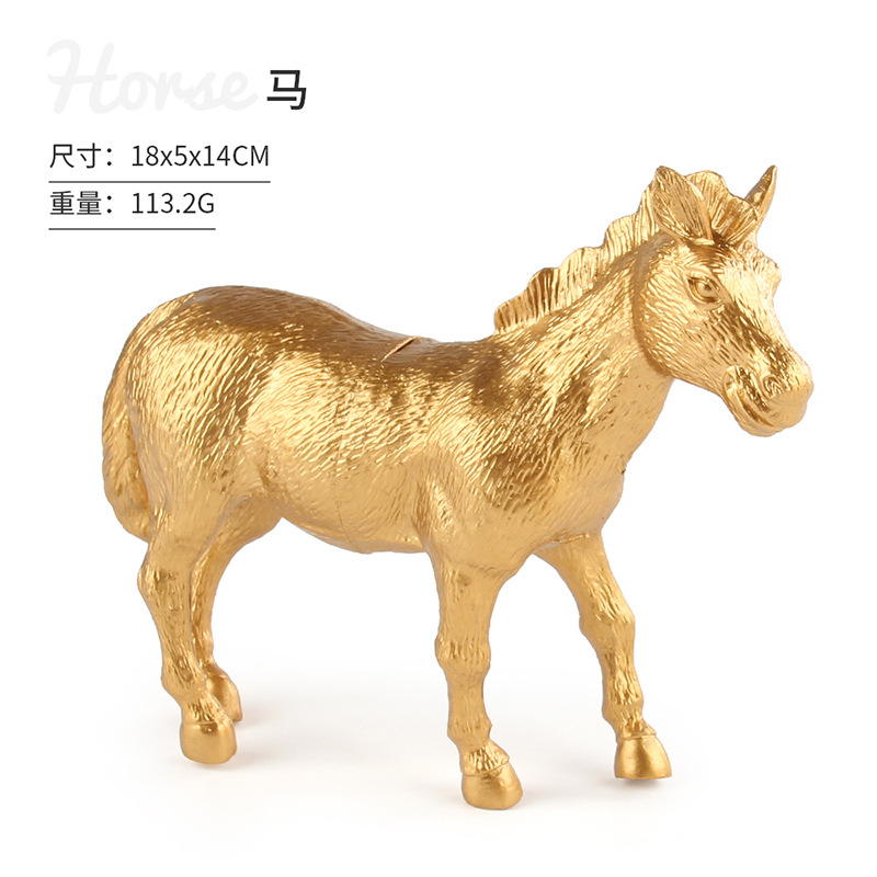 Transfronteriza nuevo oro animal serie decoración juguete simulación tigre león elefante rinoceronte modelo de escritorio estático