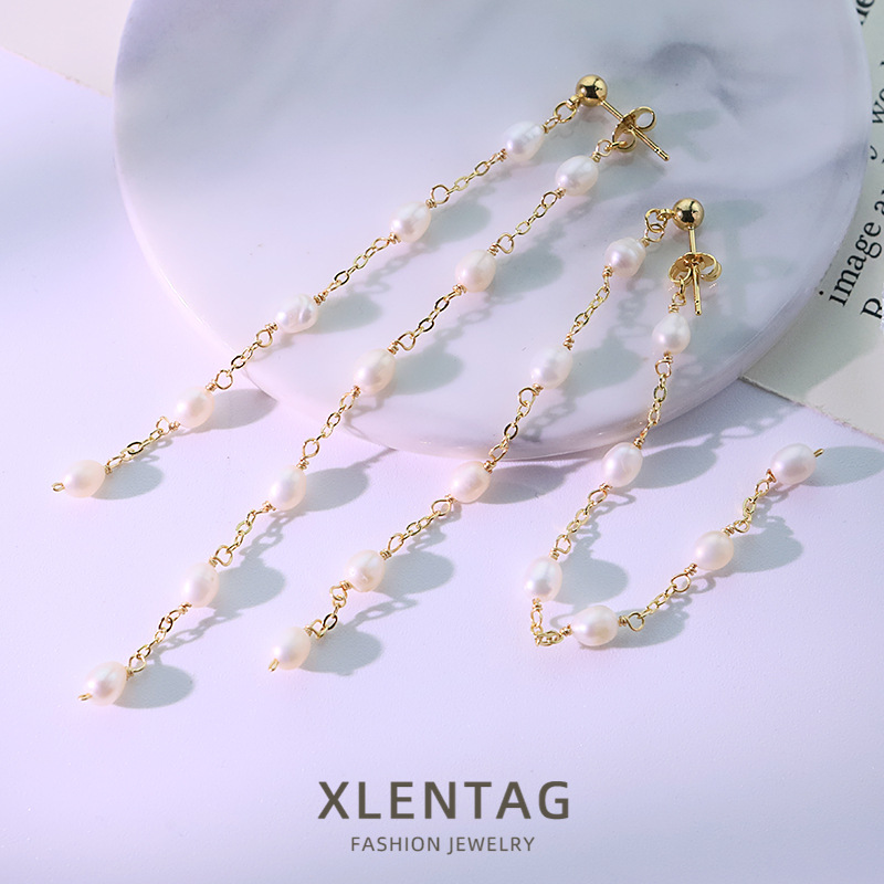 cadena de perlas naturales pendientes de bordas mujeres s925 aguja de plata aretes de aretes multifuncional chapado en oro 18k color preservación joyas de aretes al por mayor