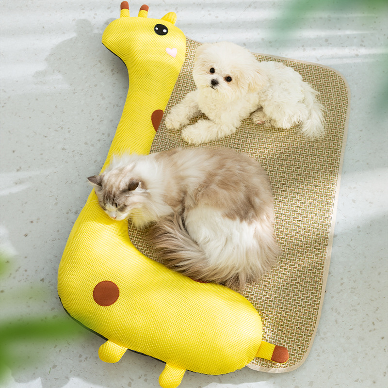 노란 기린 동물 모양 인형 매트 매트 고양이 개 집 봄과 여름 애완 동물 둥지 매트