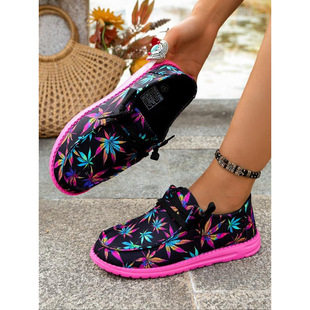 W 22082 Graffiti tie canvas flat shoes �T�fϵ������ƽ��ŮЬ