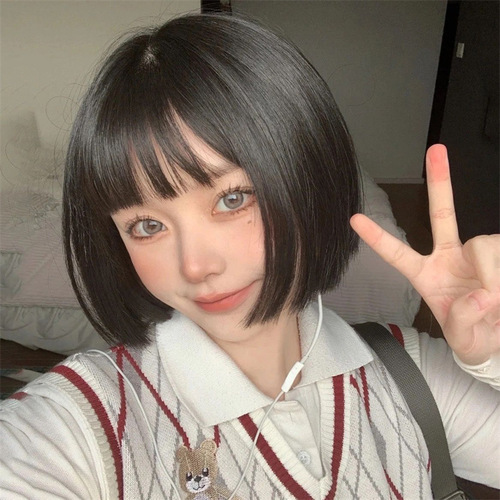 Factory Fake Hair for Women Short Straight Face-Framing Lock Bone Hair Full Head Suit Cute Teenage Bobo Head Sufficient Stock