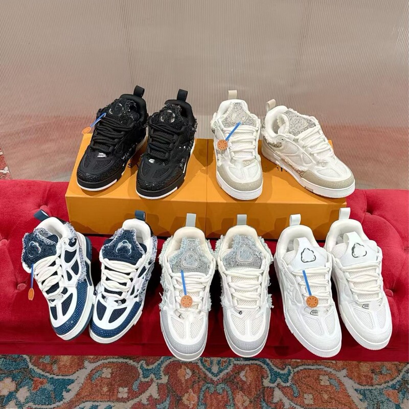 2025 Spring and Summer New Thick-Soled Sneakers, Trendy Fashion Skate Shoes, Round-Toe Color-Blocked Basketball Shoes, Couple Shoes