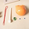 Put of 3 -inch wooden fish orange with sticks (send eyes, safe buckle, red rope)