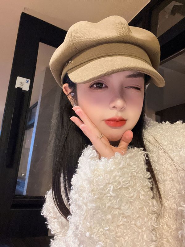 批发八角帽女春秋复古报童帽时尚黑色百搭金属标画家帽显脸小帽子|undefined