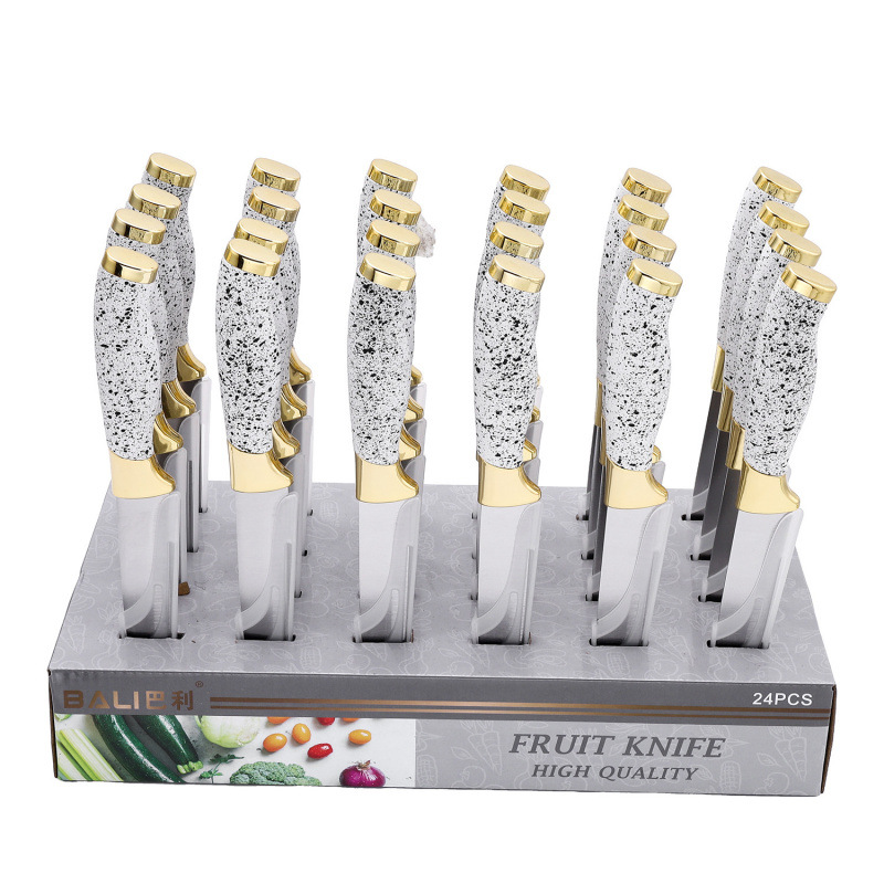 Venta caliente al por mayor juego de cocina cuchillo de caja de exhibición de acero inoxidable cuchillo de cocina con tapa de galvanoplastia doble juego de cuchillo de chef caja de regalo