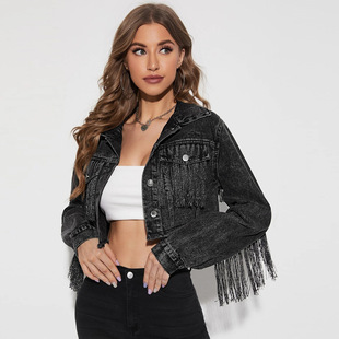 Spicy Girl Short Denim Jacket Goddess Sexy Short Old Denim Jacket Shein Same Style