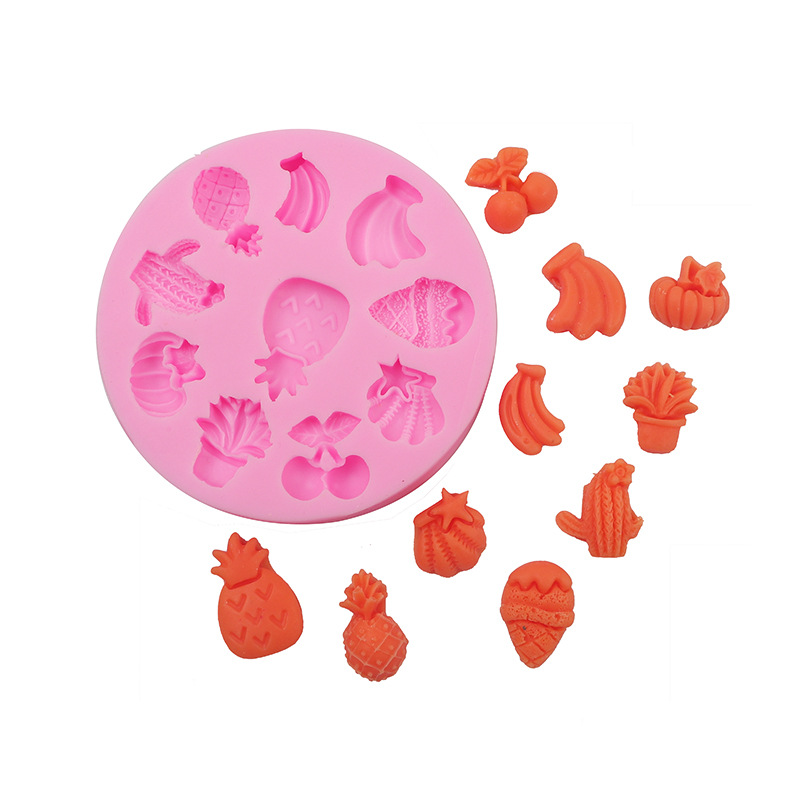 Epoxi molde fresa plátano Fondant chocolate molde de silicona Zanahoria Apple seta pastel molde para hornear