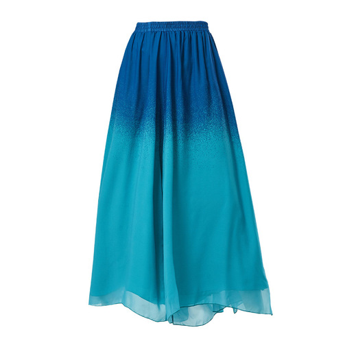 Chinese folk classical dance acrobatics clothing ethnic hanfu dance gradient wide leg pants elegant performance clothing split chiffon female wide-legged pants