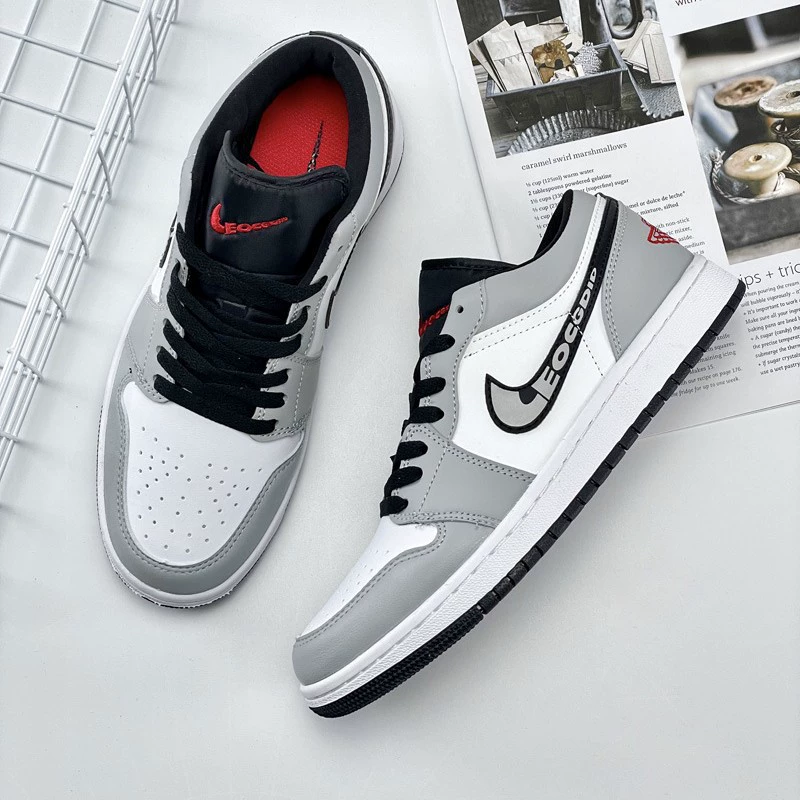 [Фабрика Pu'ian] Низкие повседневные кроссовки AJ1, высокие и низкие универсальные кроссовки для пары в цвете пепел.