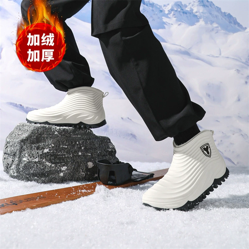 Новая модель мужская дождевая обувь короткая бархатная изоляция нескользящая и износостойкая морская рыбалка водная обувь кухня резиновая обувь водонепроницаемая дождевая сапоги