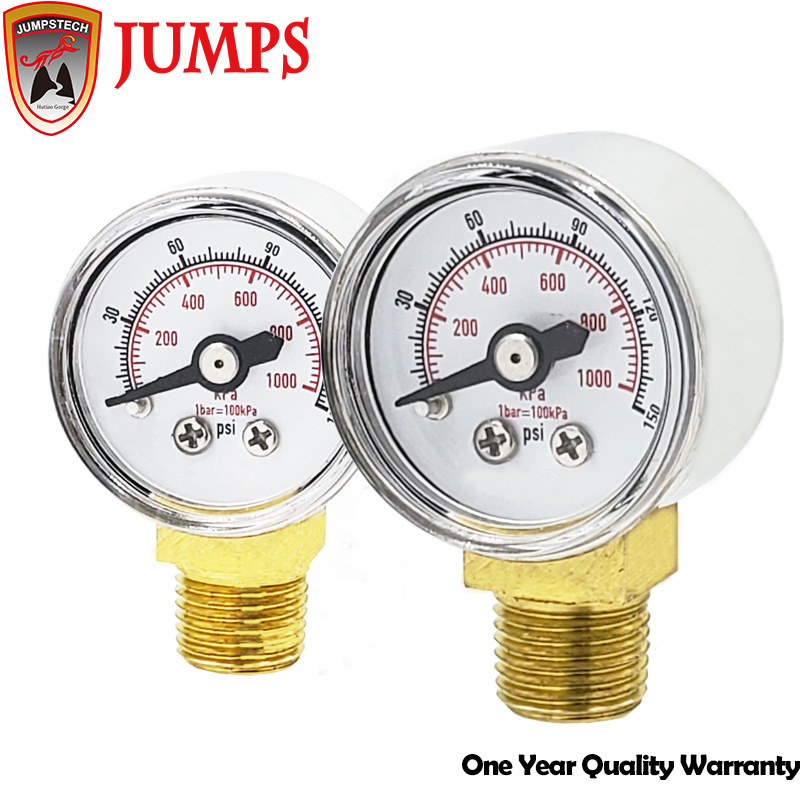 厂家供应25mm径向迷你压力表不锈钢壳150PSI迷你气压表底部安装