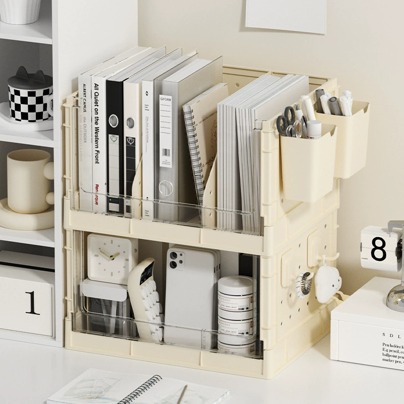 Desktop Multi-Layer Bookshelf Organizer, Multi-function Plastic Shelf for Students & Dorms, 2–3 Layers
