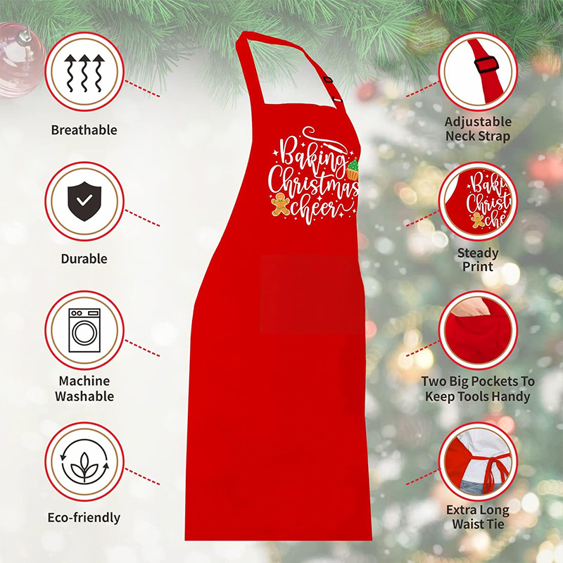 Transfronterizo Amazon poliéster delantal logotipo personalizado regalo de Navidad publicidad ropa de trabajo hogar cocina delantal mujer