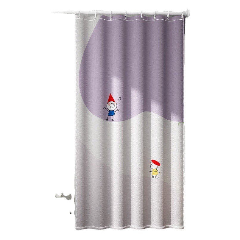 Cortina de ducha poliéster Amazon popular Impresión digital baño húmedo y seco partición impermeable