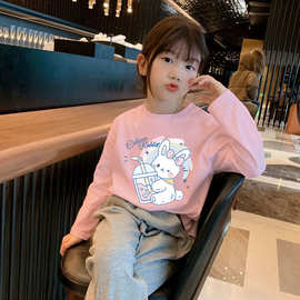 H2087#女童长袖t恤秋季儿童打底春秋2025新款纯棉上衣洋气百搭款