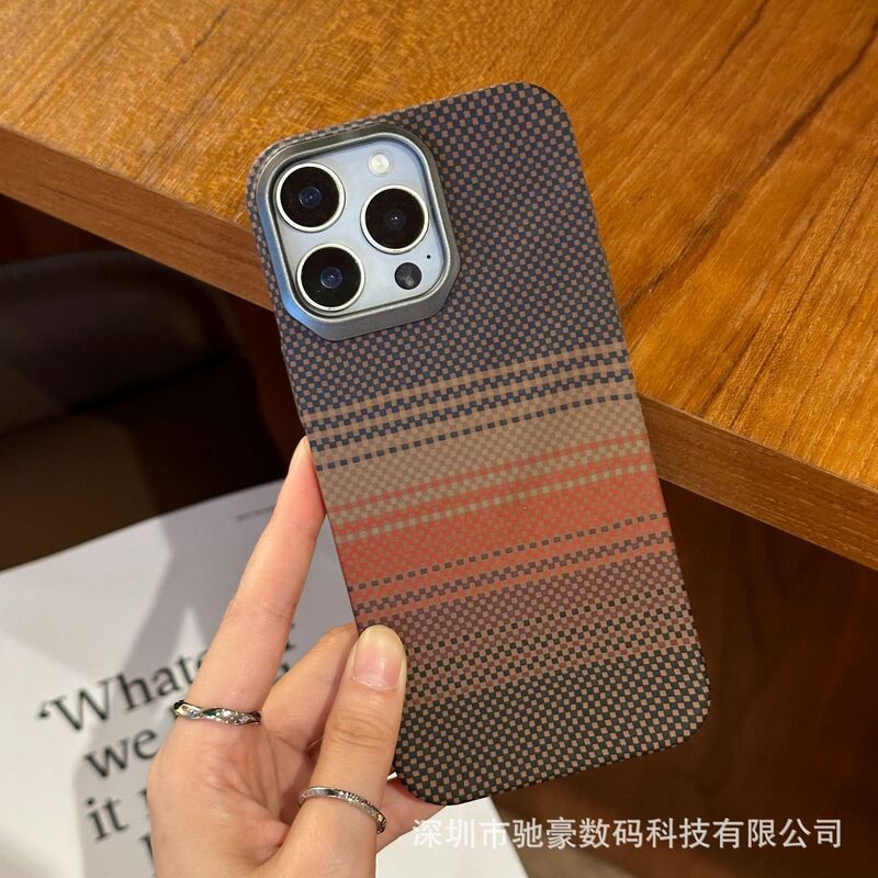 适用iPhone17promax肤感凯夫拉纹手机壳苹果16碳纤维纹15防摔PC套|undefined