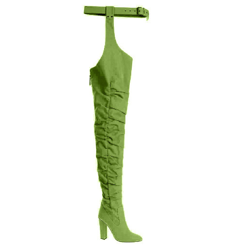 Scarpe da donna in pelle scamosciata tinta unita alla moda con punta affilata e tacco spesso sopra il ginocchio e la vita stivali sexy stivali alla moda da donna_voghion.com