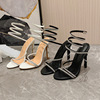 2023 new summer snake-shaped rhinestone high heels internet celebrity fairy style wrapped thin heel sandals for women foreign trade wholesale