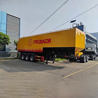 出口半挂饲料运输车 散装饲料车 猪场用饲料车 50方散装饲料车