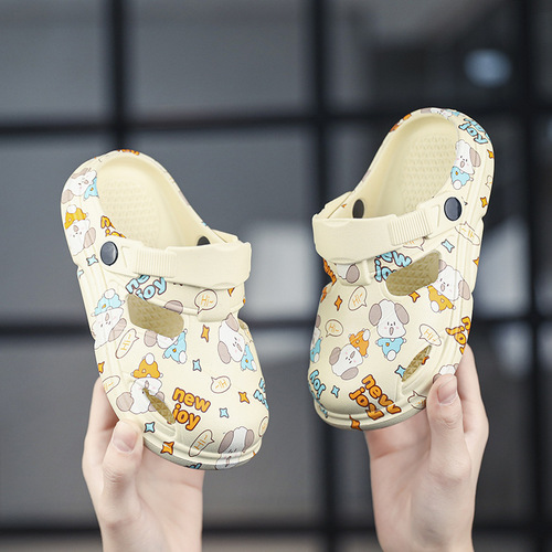 Summer New Children's Hole Shoes for Boys, Cartoon Cute Indoor Home Shoes for Girls, Slides for Outdoor Wear, Beach Shoes