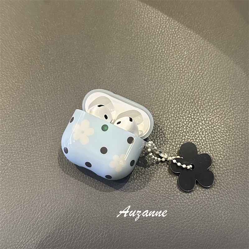 小众ins波点花朵带挂件适用AirPods3/4代苹果耳机壳保护套Pro2女|undefined