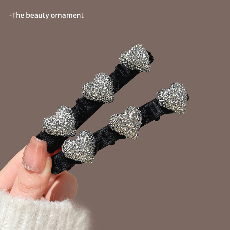 Niños de Año Nuevo acabado de cabello roto artefacto de otoño y invierno flocado rojo amor trenzado clip de cabello para mujeres flanqueado clip