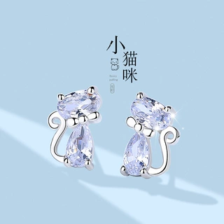925纯银针猫咪耳钉女创意新款潮耳环可爱动物饰品儿童ins耳饰品