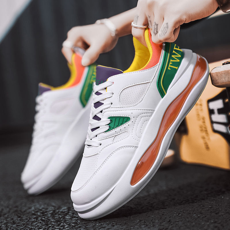 Zapatos de malla de primavera para hombre, transpirable, amortiguador, antideslizante, aumento del viento, zapatos deportivos de papá, zapatos de moda de todo fósforo para adolescentes