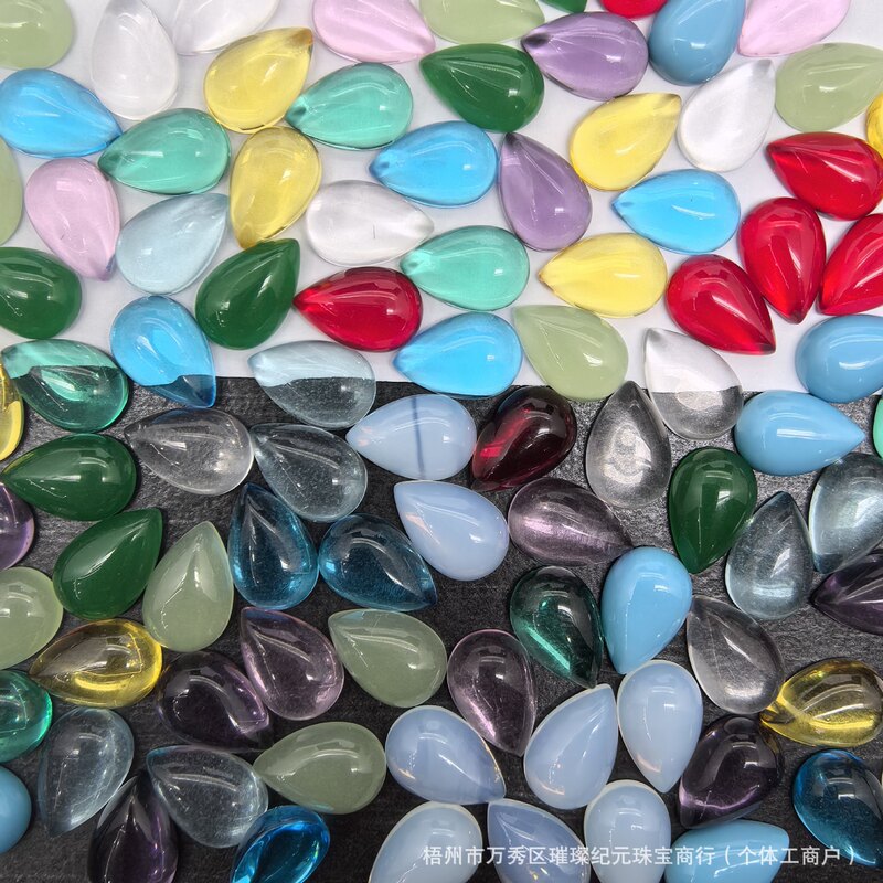Pear-Shaped Red Glass, Green Glass, Crystal Glass Loose Stone Jewelry Accessories, Starting from 3*5mm, in Stock for Direct Sale, DIY Jewelry Components